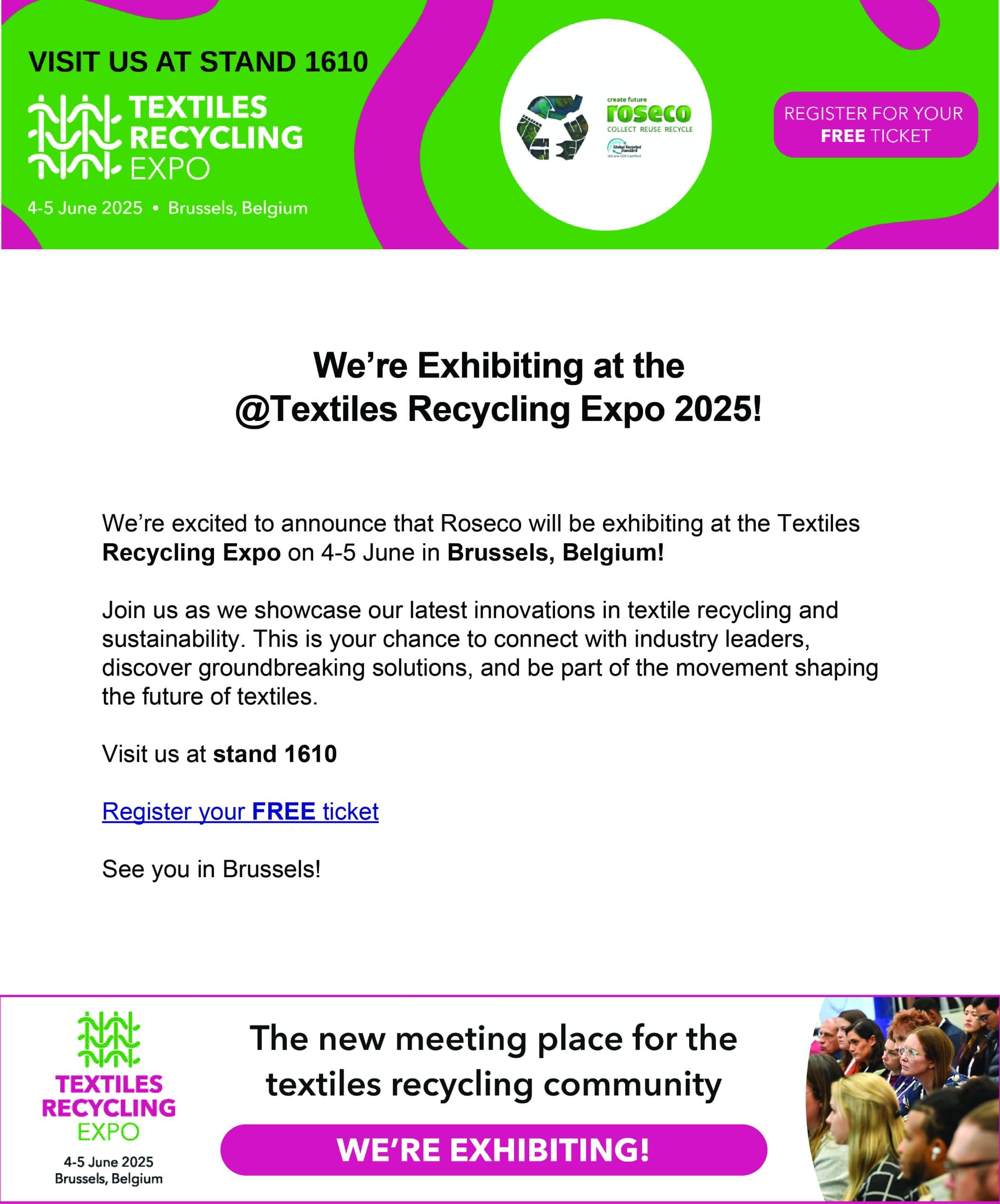 We’re Exhibiting at Textiles Recycling Expo 2025