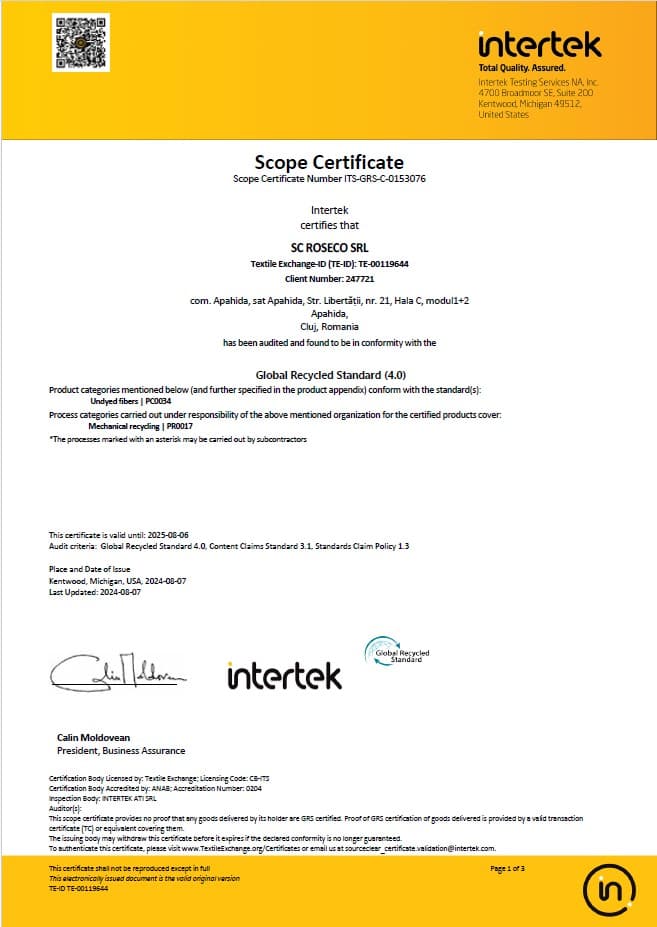 We Are GRS Certified!